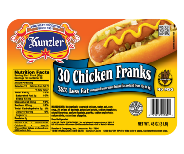 slide 1 of 1, Kunzler Chicken Frank, 16 oz