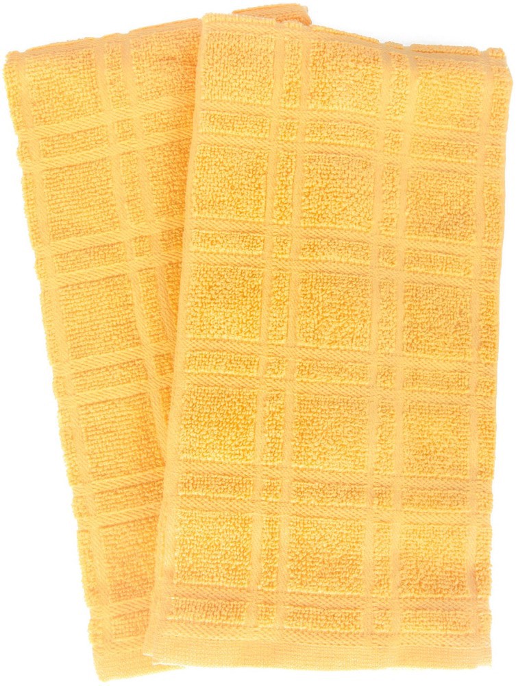 slide 1 of 1, Everyday Living Solid Waffle Kitchen Towels - Yellow, 2 ct