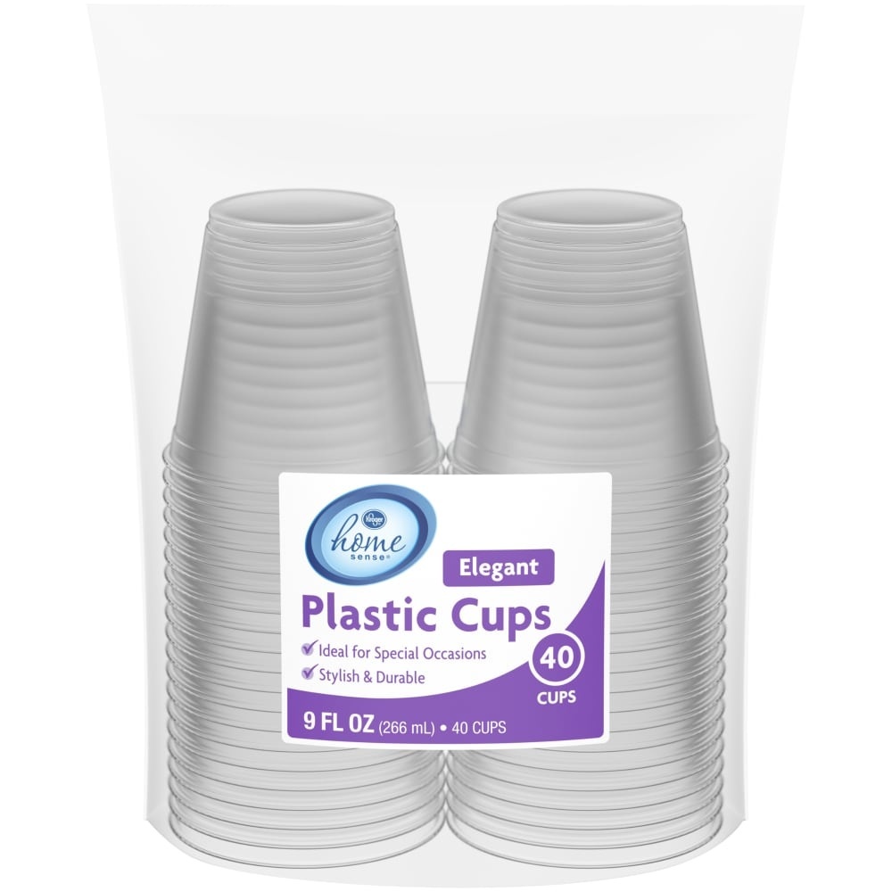 slide 1 of 1, Kroger Home Sense Clear Plastic Cups, 40 ct; 9 oz