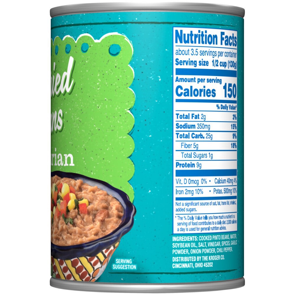 slide 4 of 5, Kroger Vegetarian Refried Beans, 16 oz