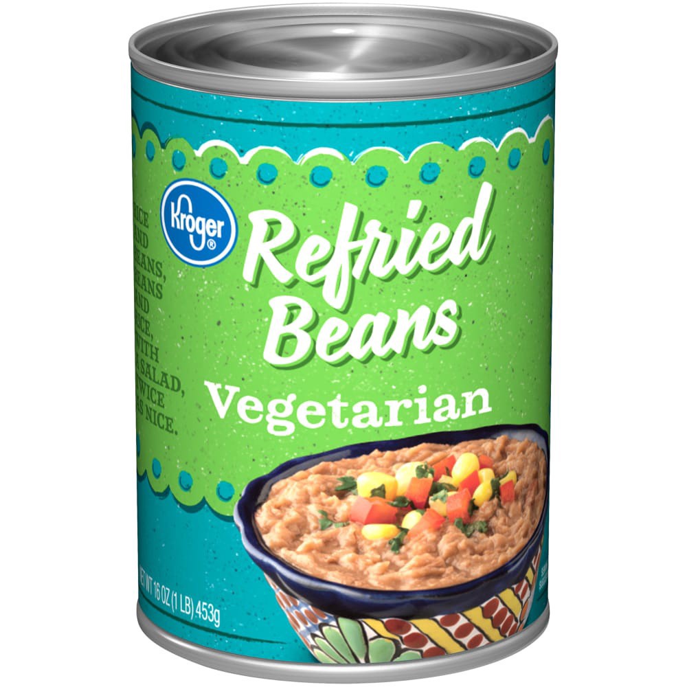 slide 1 of 5, Kroger Vegetarian Refried Beans, 16 oz