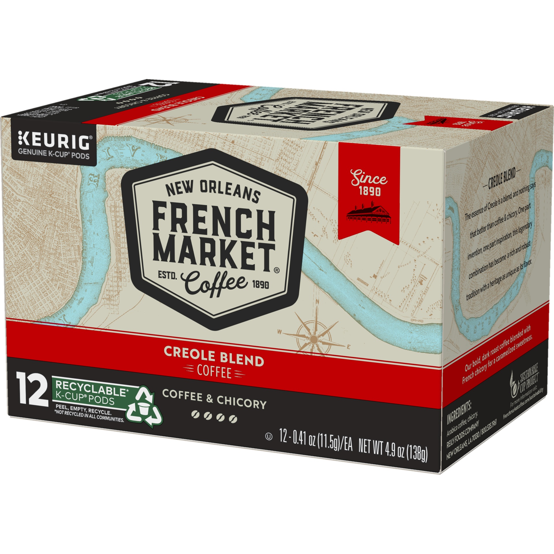 slide 3 of 4, French Market Coffee & Chicory MediumDark Roast Coffee K-Cup Pods, 12 ct; 0.41 oz