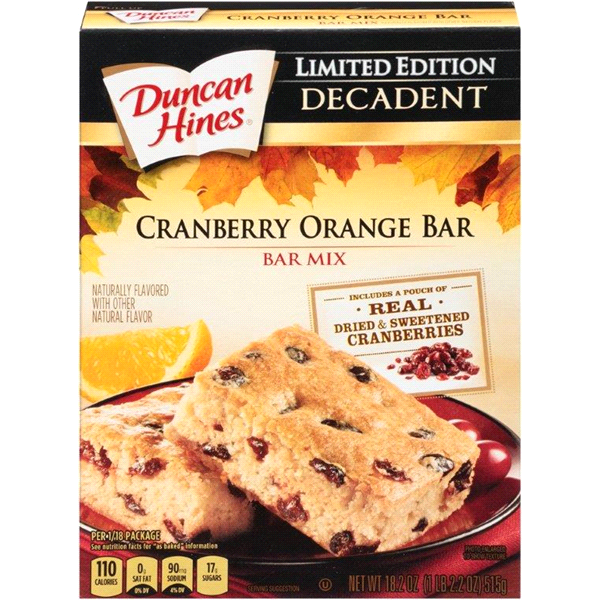 slide 1 of 1, Duncan Hines Decadent Cranberry Orange Bar Mix, 18.2 oz