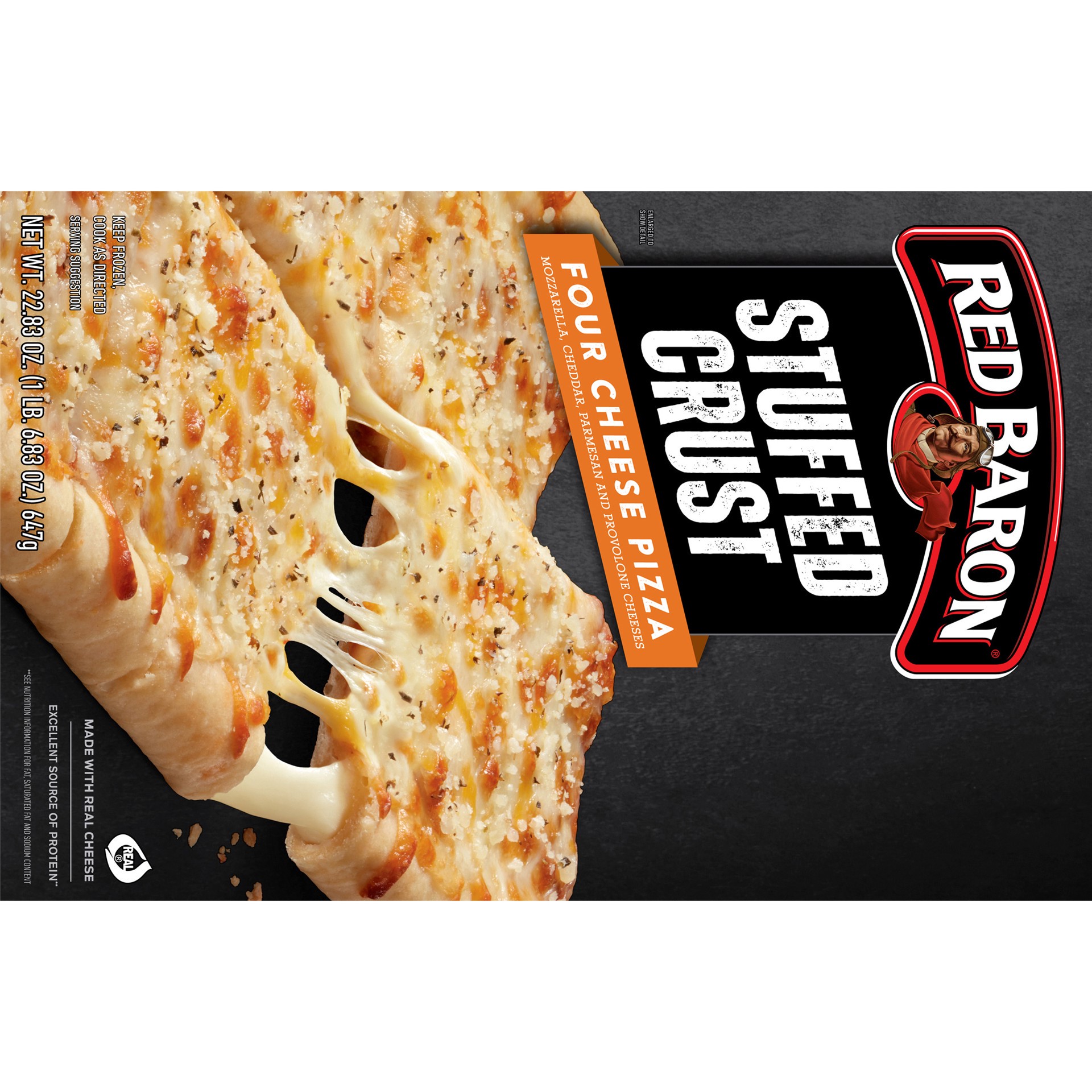 slide 4 of 5, Red Baron Frozen Pizza Stuffed Crust Four Cheese, 22 oz