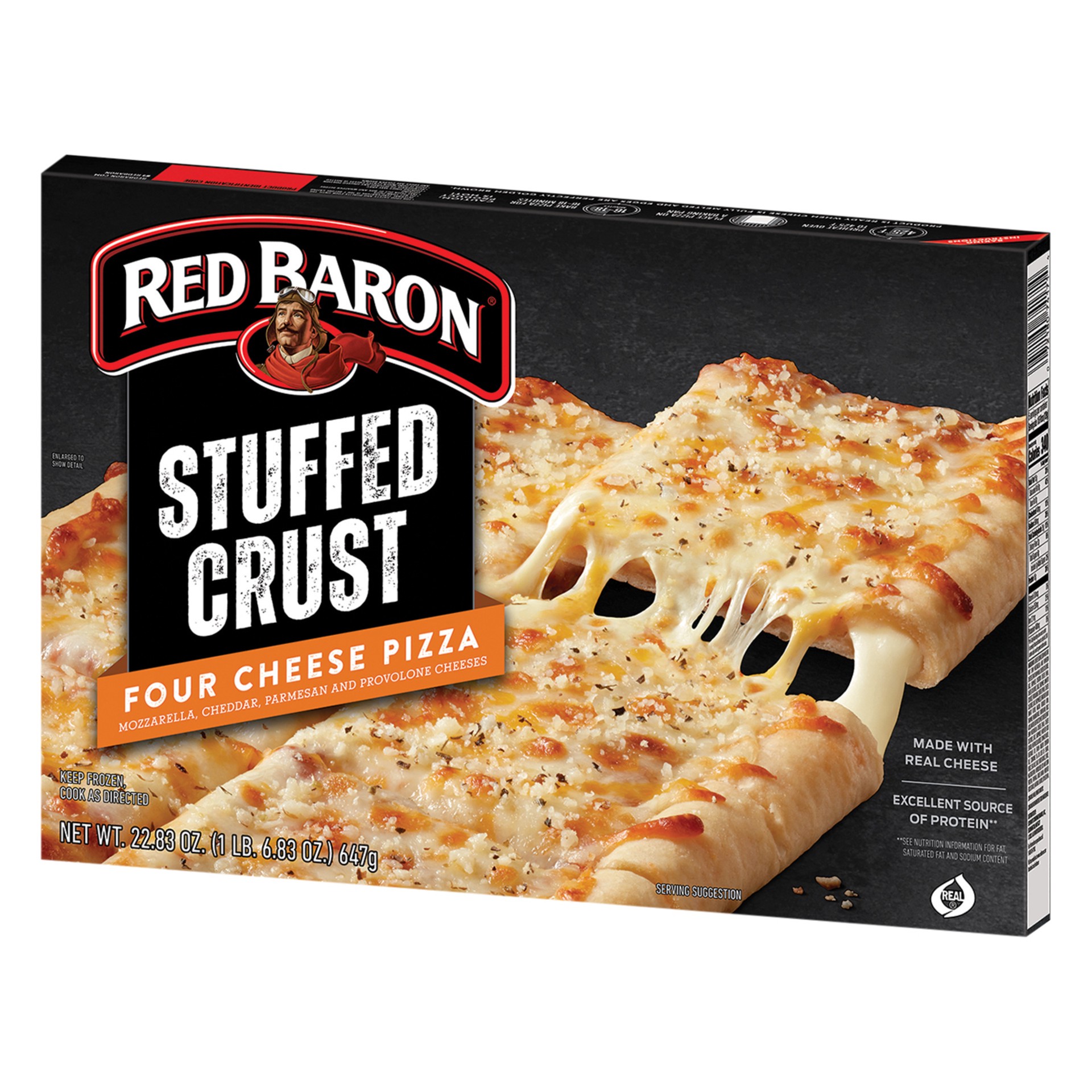 slide 5 of 5, Red Baron Frozen Pizza Stuffed Crust Four Cheese, 22 oz