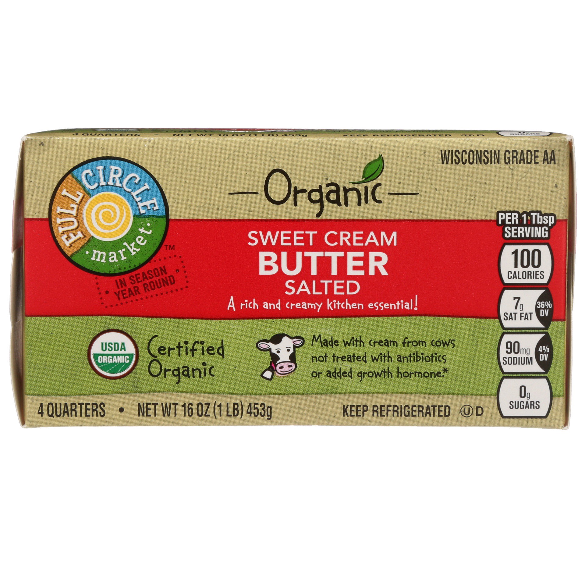 slide 1 of 6, Full Circle Market Organic Butter Sticks Salted, 16 oz