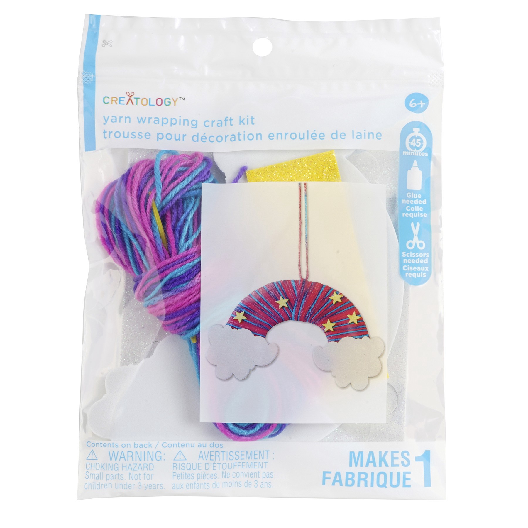 slide 2 of 3, Rainbow Yarn Wrapping Craft Kit By Creatology, 8 in x 1.2 in