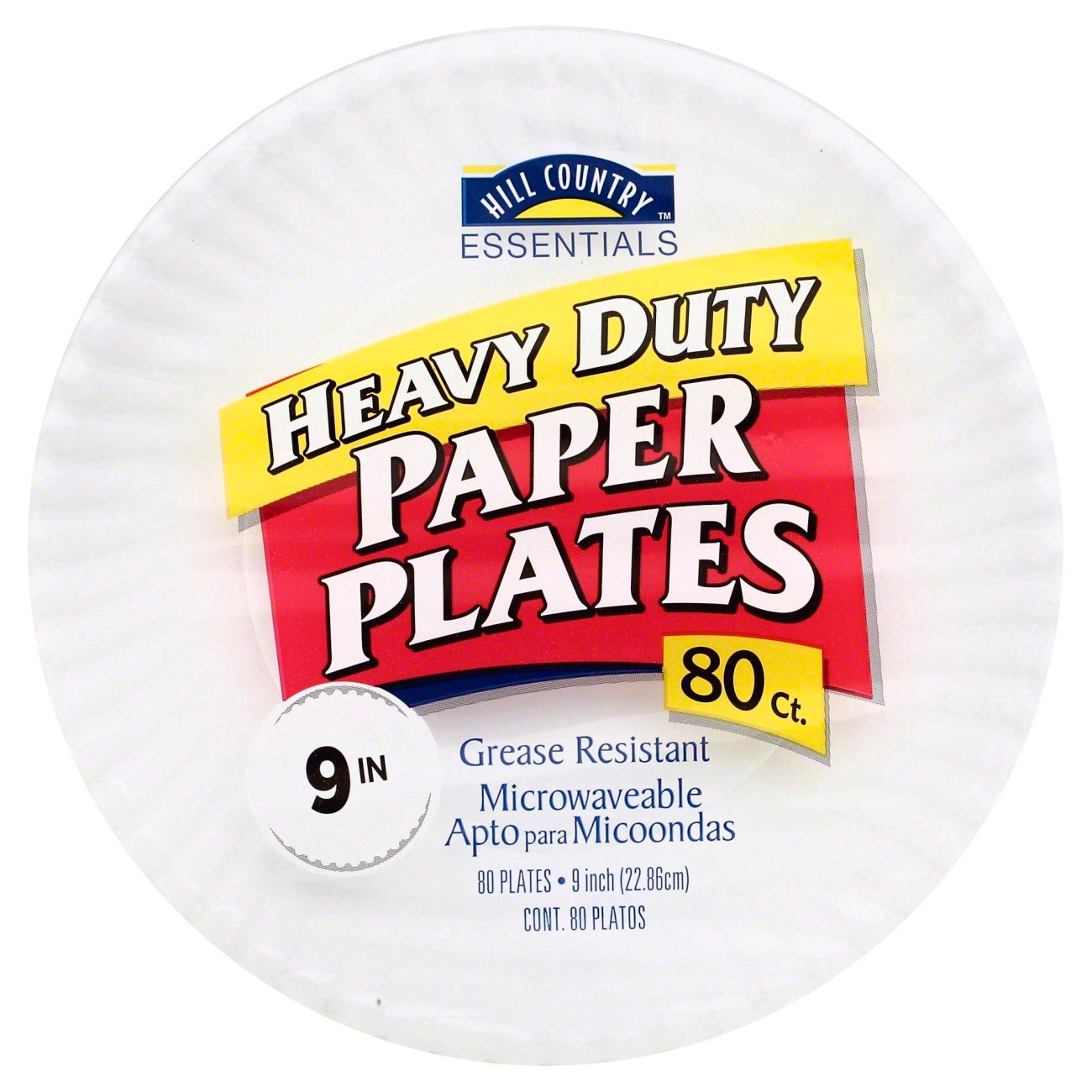 slide 1 of 1, Hill Country Fare Heavy Duty Paper Plates 9 Inch, 80 ct
