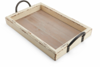 slide 1 of 1, Dash Of That Distressed Wooden Tray - Natural/White, 18 in