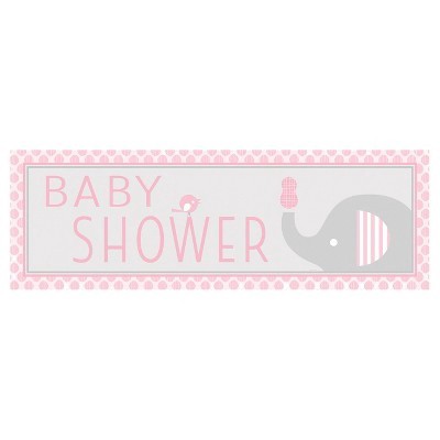 slide 1 of 1, Creative Converting Little Peanut Girl Elephant Giant Baby Shower Banner, 1 ct