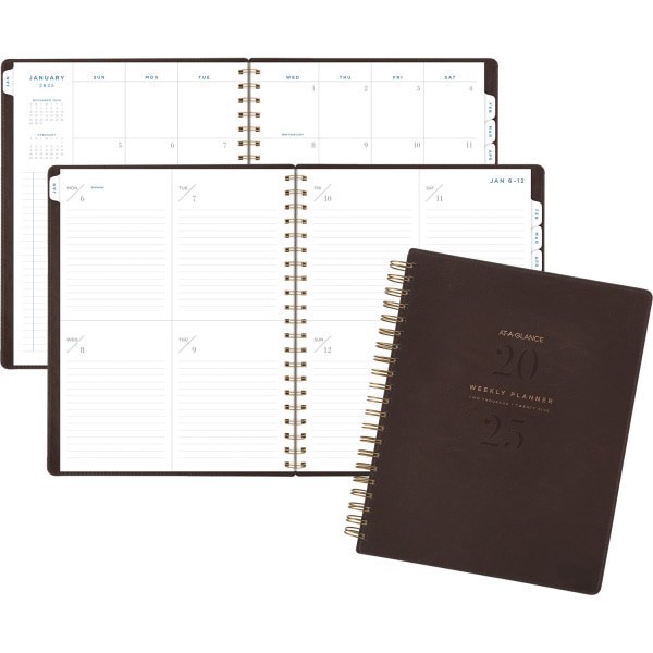 slide 3 of 4, 2025-2026 At-A-Glance Signature Collection Weekly/Monthly Planner, 8-1/2"" X 11"", Brown, January To January, Yp90509, 1 ct