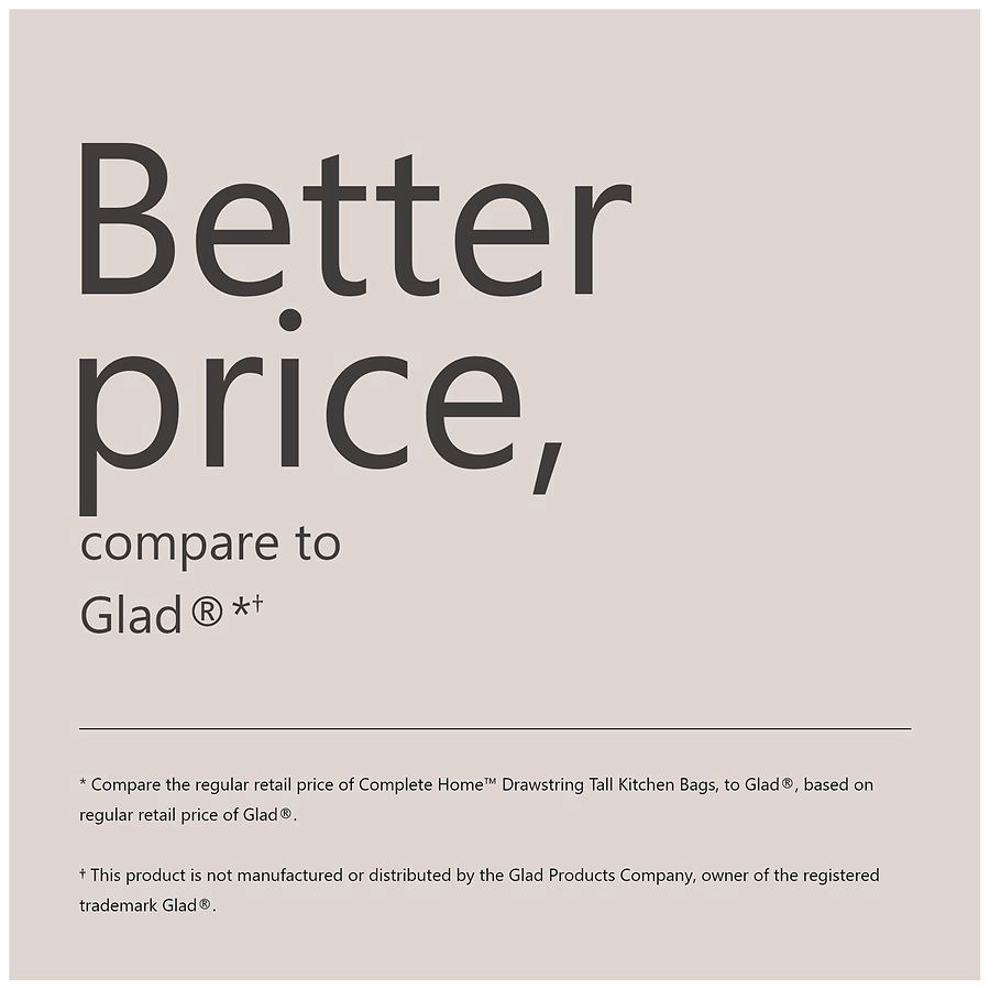 slide 4 of 5, Complete Home Drawstring Flex Shield Kitchen Bags Lemon, White, 50 ct