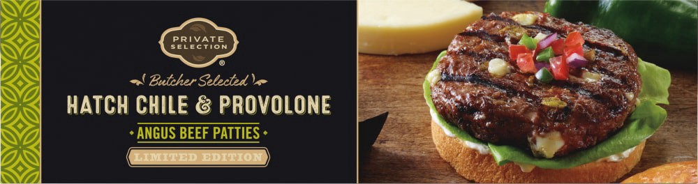 slide 4 of 6, Private Selection Hatch Chile And Provolone Angus Beef Patties, 32 oz