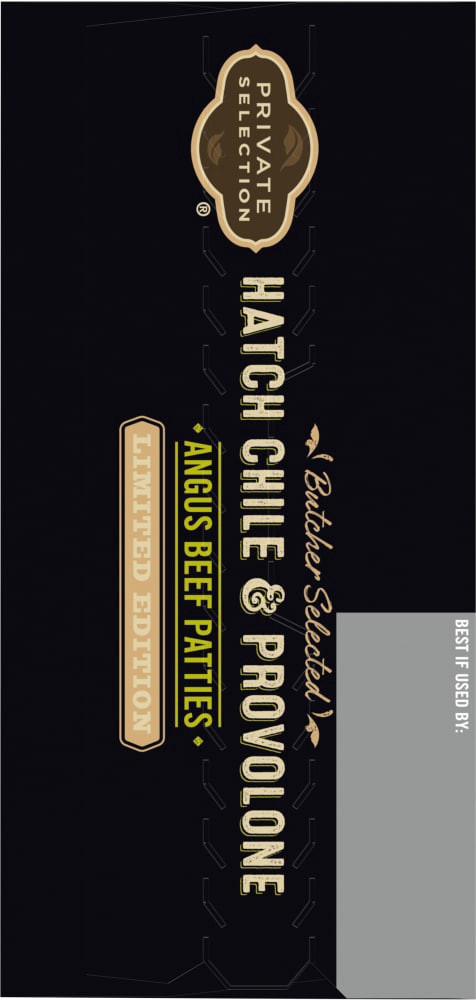 slide 3 of 6, Private Selection Hatch Chile And Provolone Angus Beef Patties, 32 oz