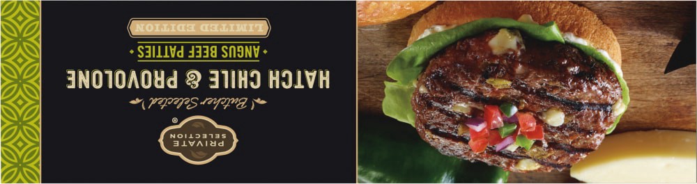 slide 2 of 6, Private Selection Hatch Chile And Provolone Angus Beef Patties, 32 oz