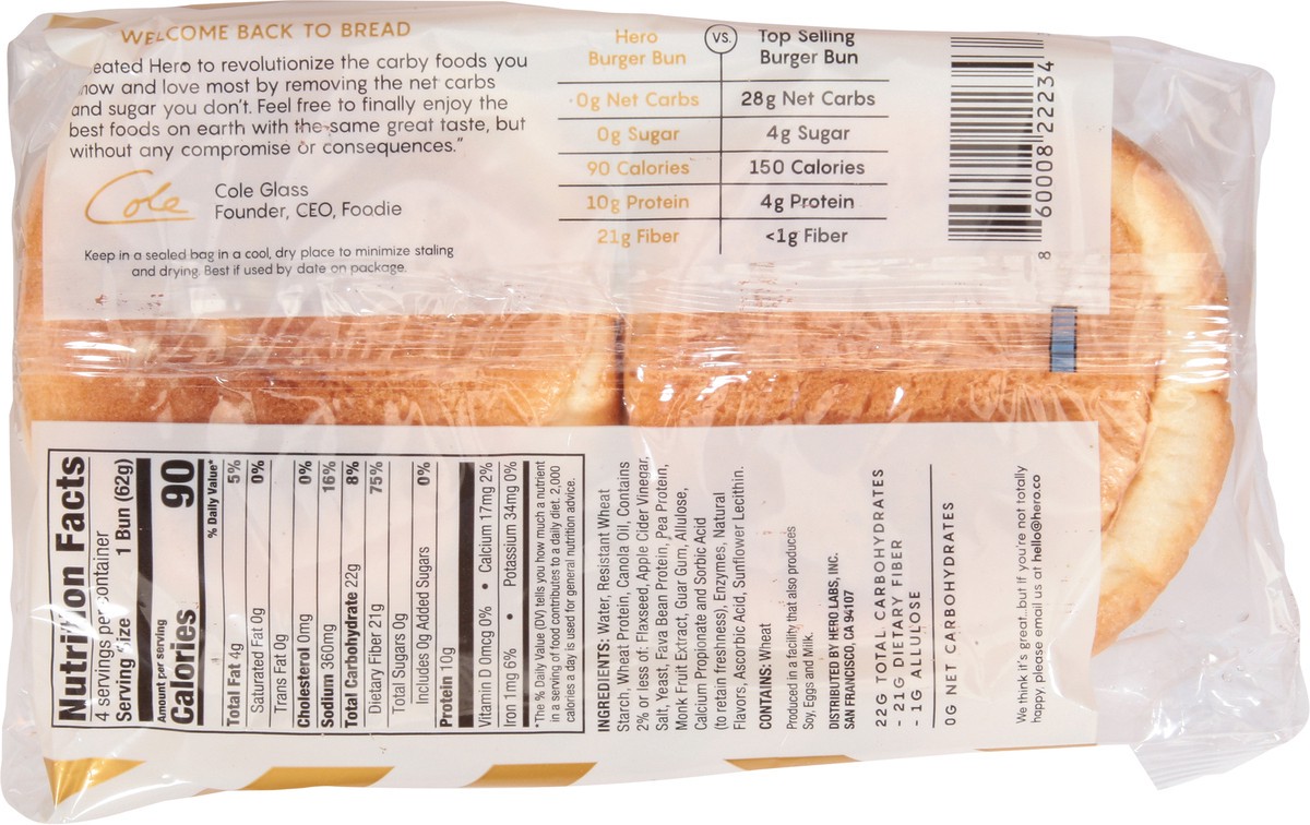 slide 7 of 9, Hero Classic Burger Buns 4 ea, 4 ct