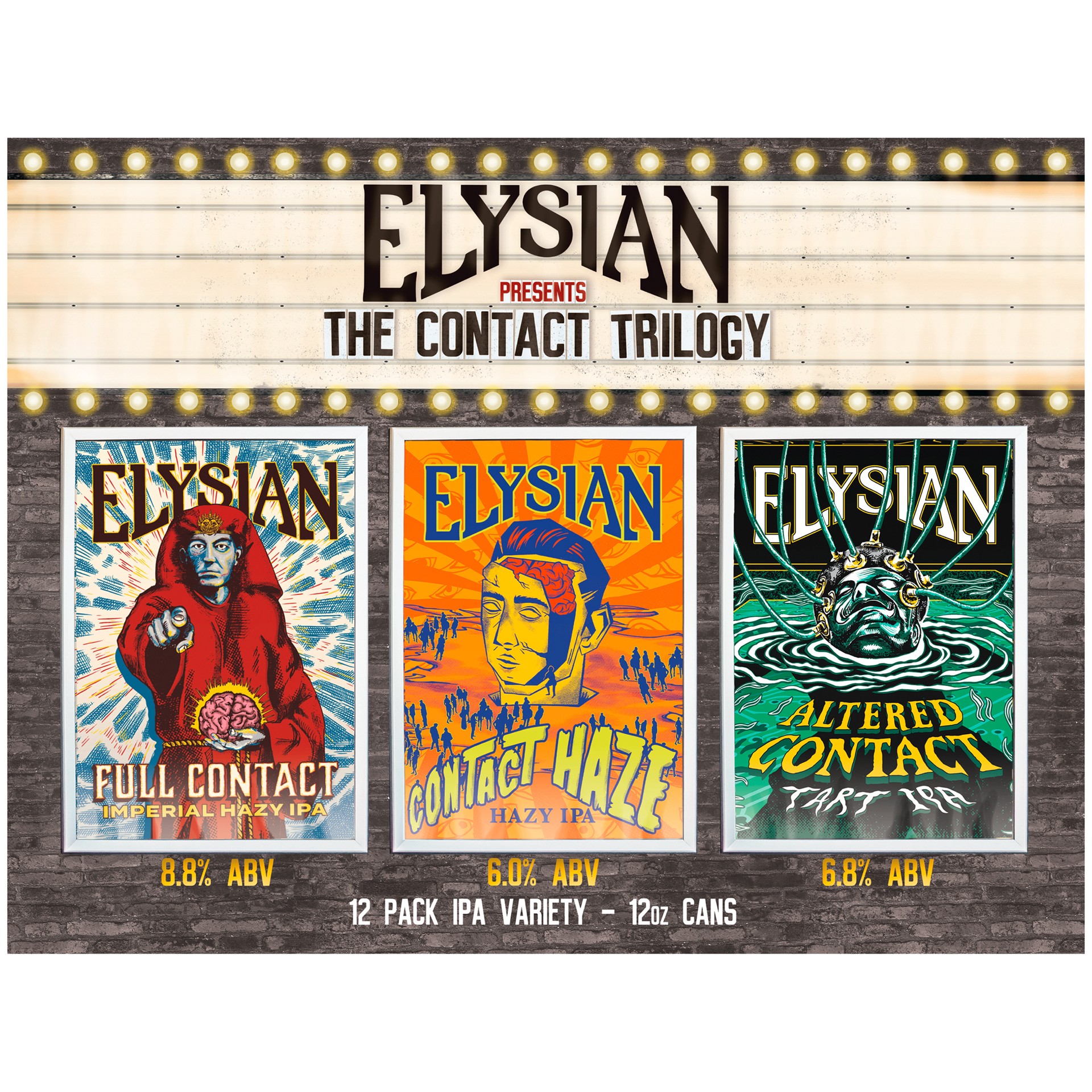 slide 5 of 6, Elysian IPA Series Variety Pack (Space Dust - Full Contact - Dank Dust - Hazy 96), 12 Pack 12 fl. oz. Cans, 12 ct; 12 oz