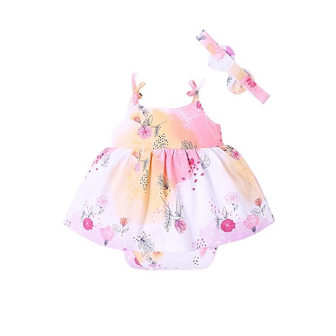 slide 2 of 6, Kidding Around Baby Girls dress romper & Headband, 1 ct