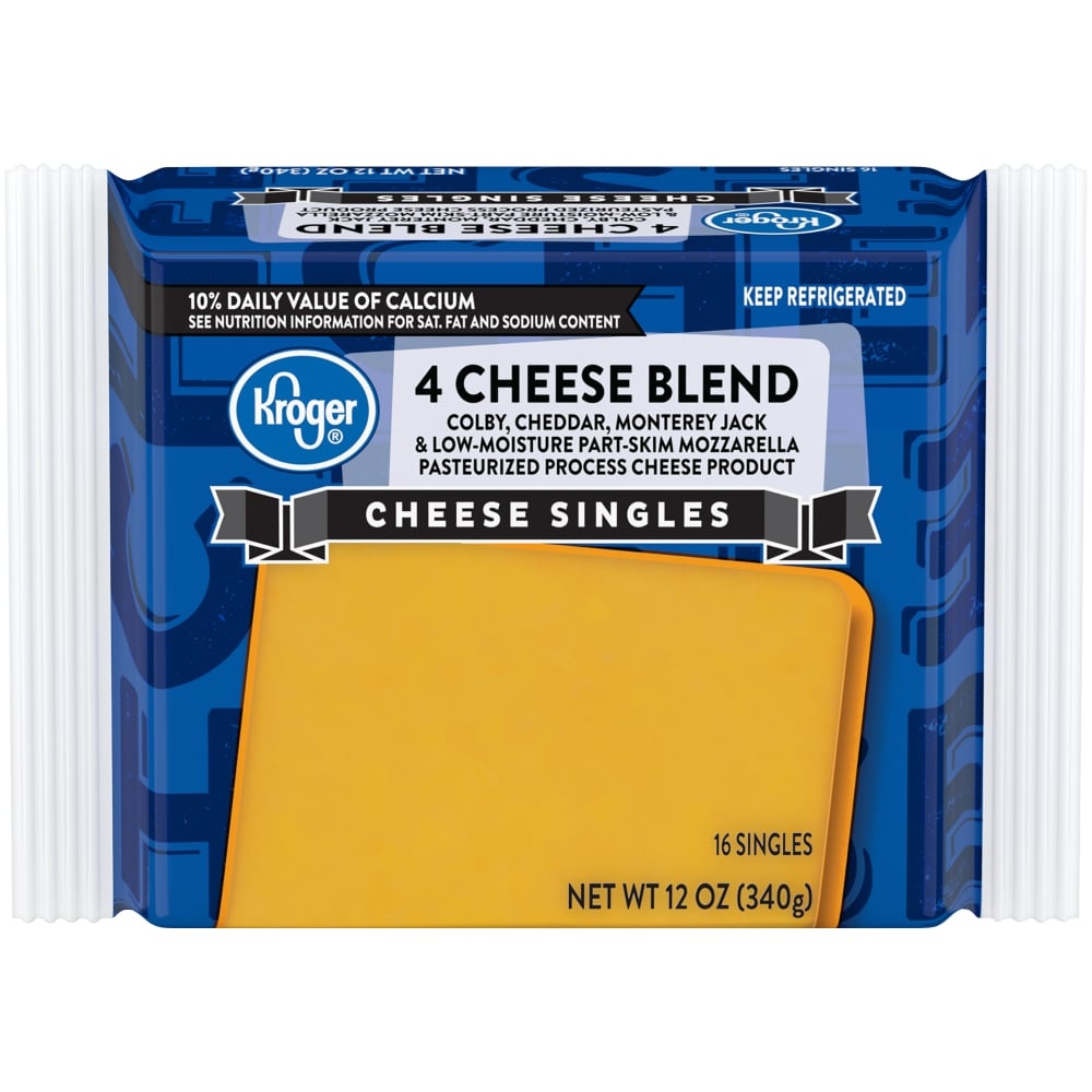 slide 1 of 1, Kroger Three Cheese Blend Singles, 12 oz