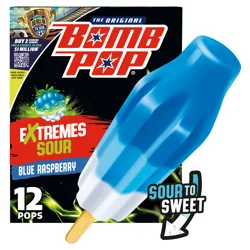 Bomb Pop Extremes Blue Raspberry Freeze Ice Pops, 12 Pack