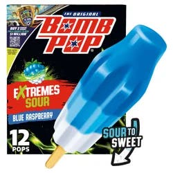 Bomb Pop Extremes Blue Raspberry Freeze Ice Pops, 12 Pack