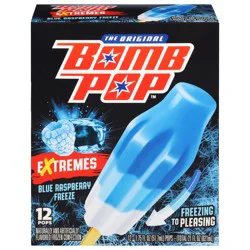 Bomb Pop Extremes Blue Raspberry Freeze Ice Pops, 12 Pack