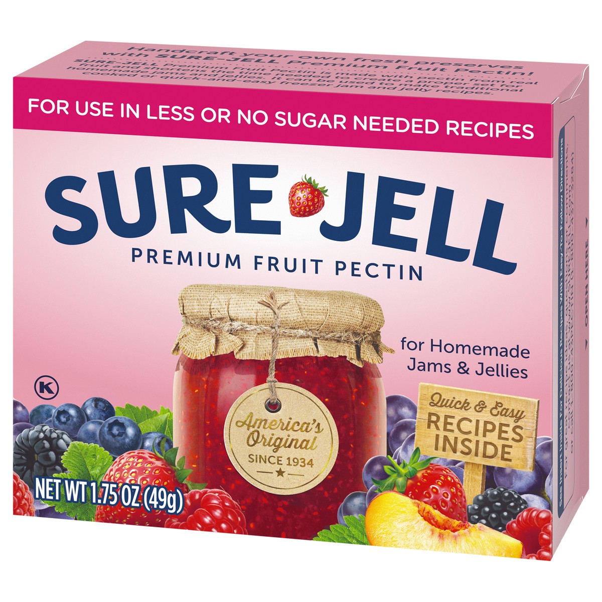 slide 8 of 9, Sure-Jell Premium Fruit Pectin for Less or No Sugar Needed Recipes, 1.75 oz Box, 1.75 oz