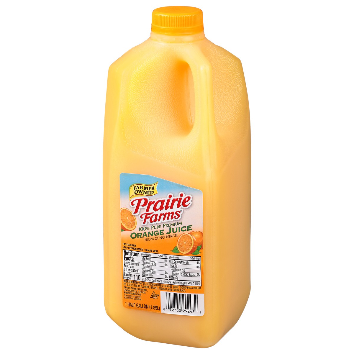 slide 11 of 13, Prairie Farms From Concentrate 100% Pure Premium Orange Juice - 1/2 gal, 1/2 gal