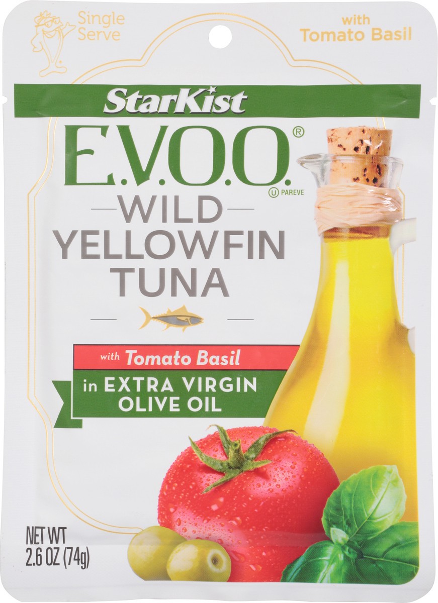 slide 4 of 9, StarKist E.V.O.O. Wild Yellowfin Tuna with Tomato Basil in Extra Virgin Olive Oil 2.6 oz, 2.6 oz