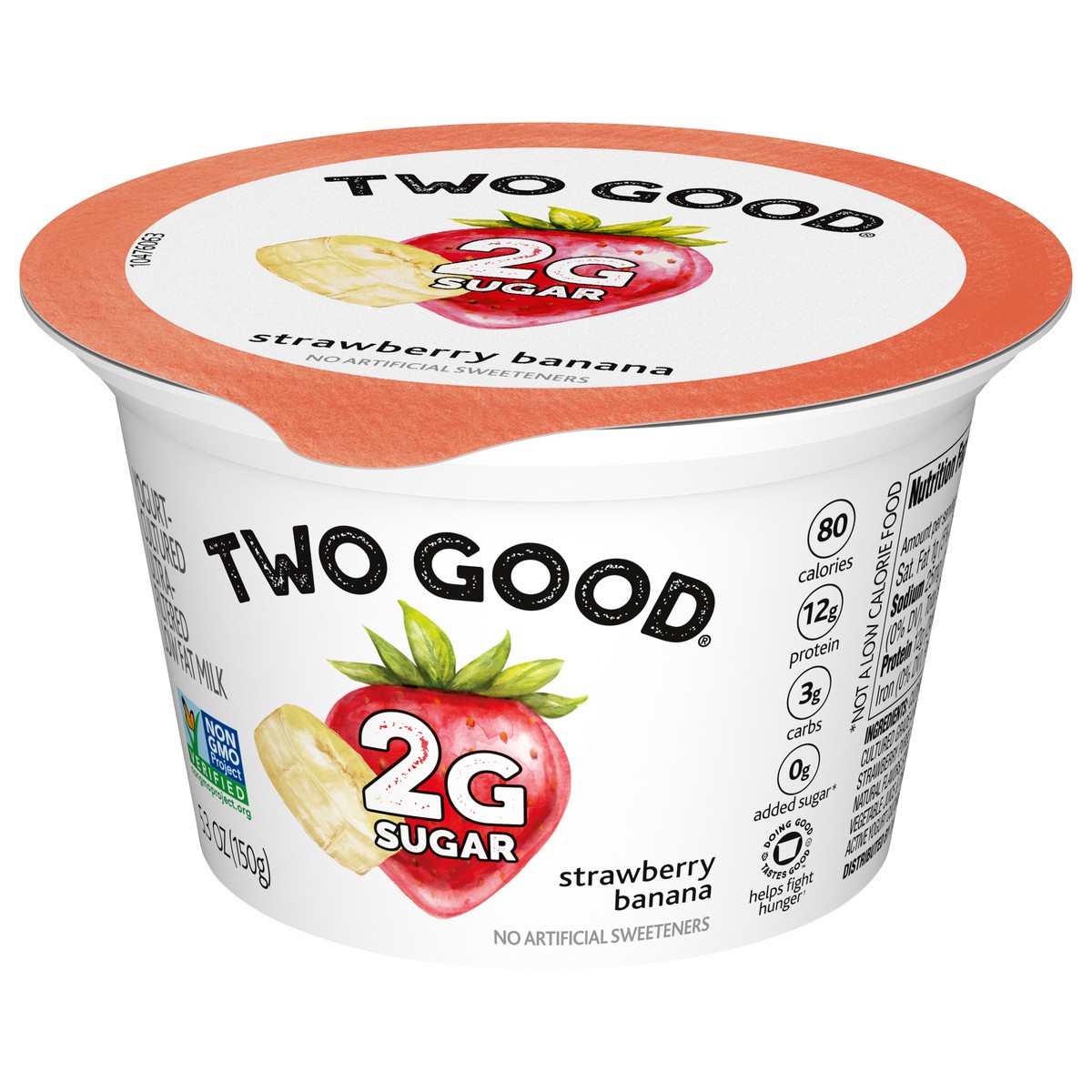 slide 7 of 9, Too Good & Co. Strawberry Banana Flavored Lower Sugar, Low Fat Greek Yogurt Cultured Product, Gluten Free, Keto Friendly Healthy Snacks, 5.3 OZ Cup, 5.3 oz