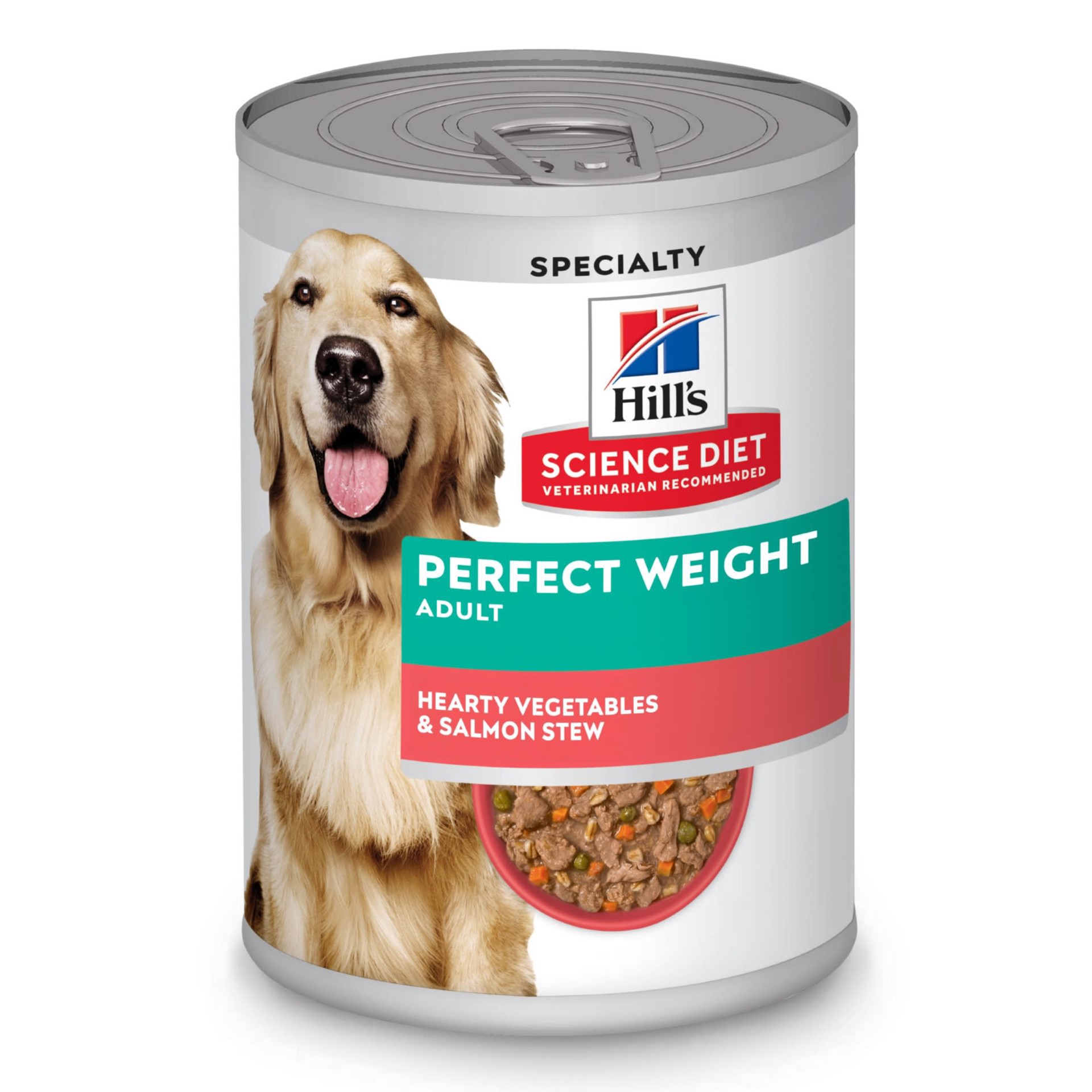 slide 1 of 1, Hill's Science Diet Adult Perfect Weight Hearty Vegetables & Salmon Stew Canned Dog Food, 12.5 oz, 12.5 oz