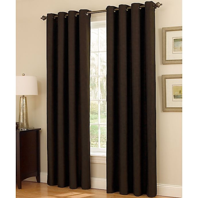 slide 1 of 1, Insola Dorian Thermalayer Grommet Top Window Curtain Panel - Chocolate, 95 in