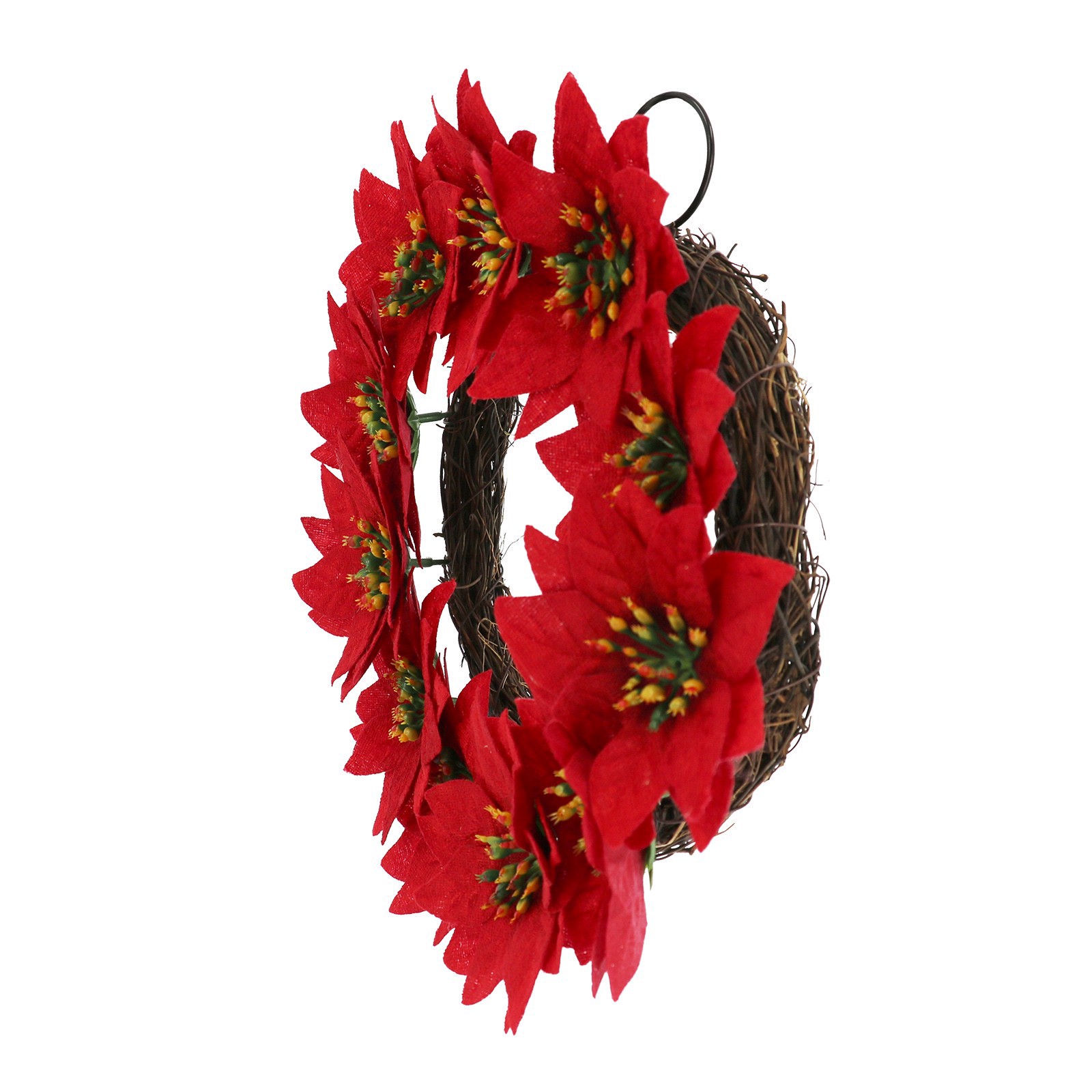 slide 3 of 3, 11" Mini Red Poinsettia Wreath By Ashland, 27.9 cm