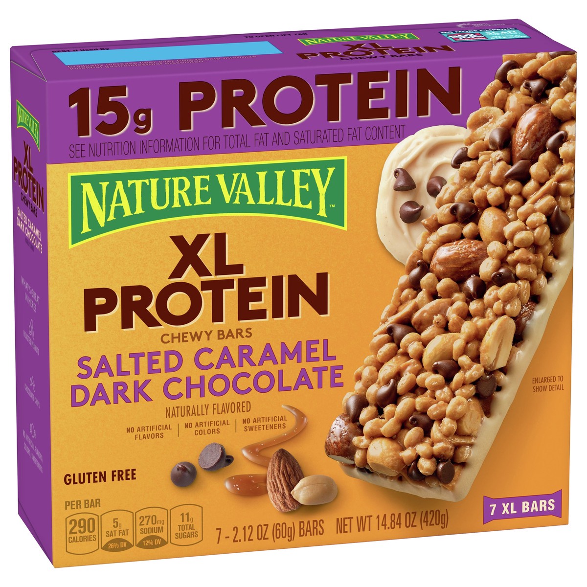 slide 12 of 12, Nature Valley Xl Protein Salted Caramel Dark Chocolate Chewy Bars 7 Bars 2.12 oz 7 ea Box, 7 ct