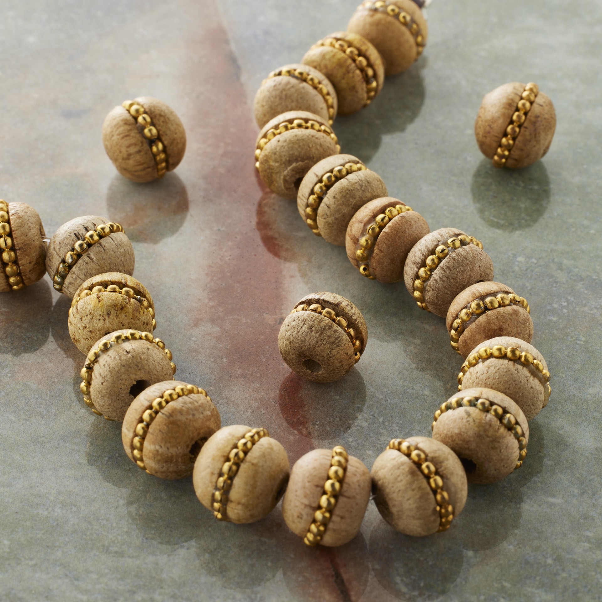 slide 2 of 3, Brown & Gold Round Beads By Bead Landing, 9mm-10mm