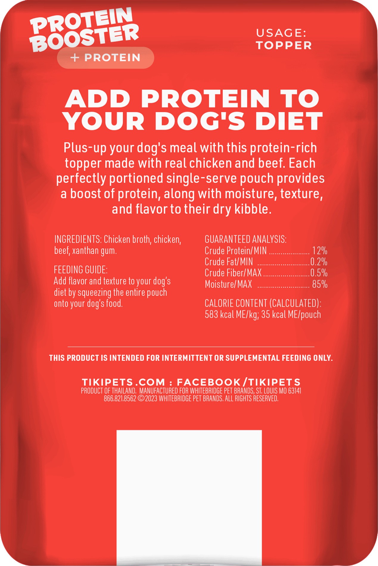 slide 4 of 7, Tiki Dog Born Carnivore Protein Booster Chicken and Beef Recipe in Broth Dog Food Topper, 2.1 oz., 1 ct