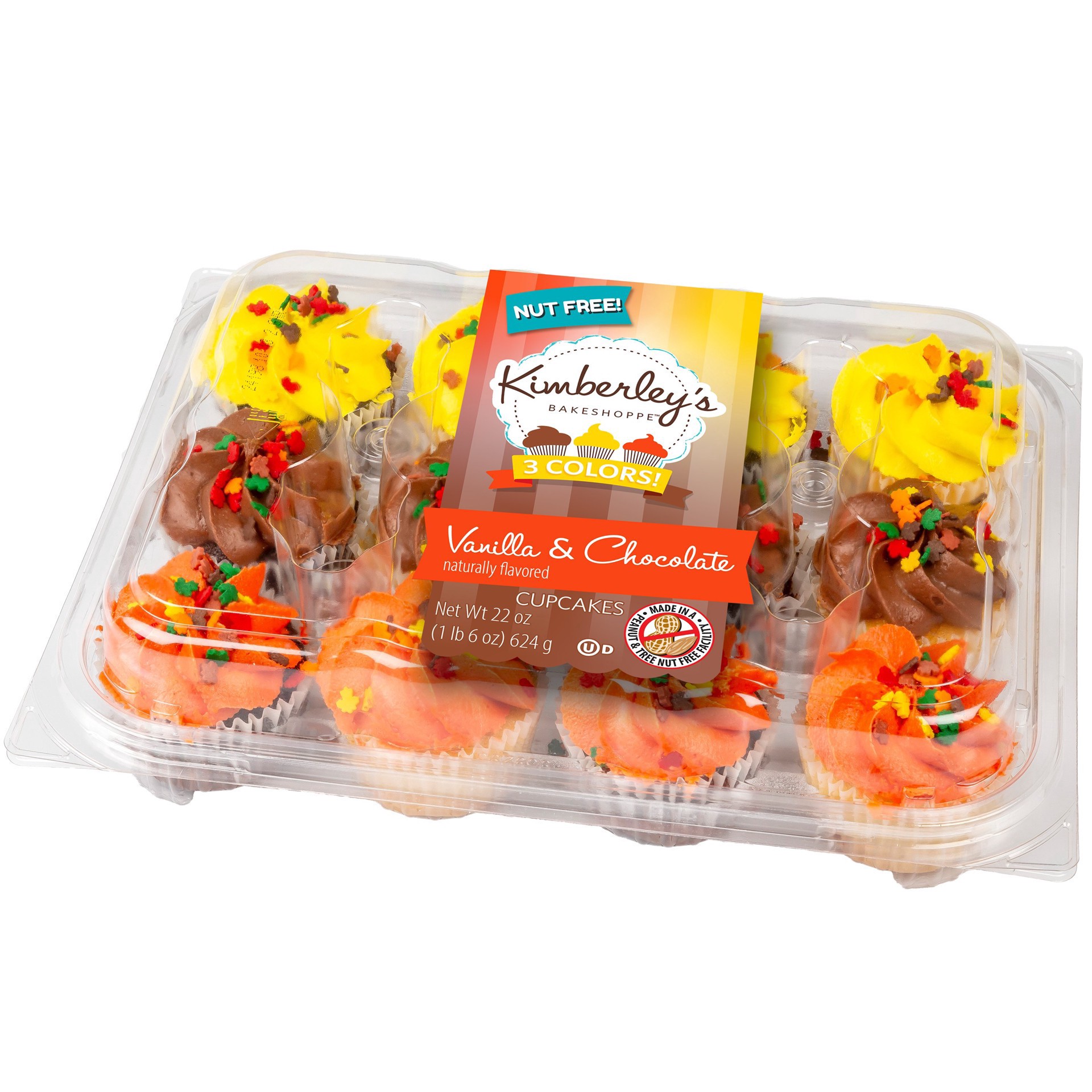 slide 1 of 1, Kimberley's Bakeshoppe Vanilla & Chocolate Fall Harvest Cupcakes, 12 ct