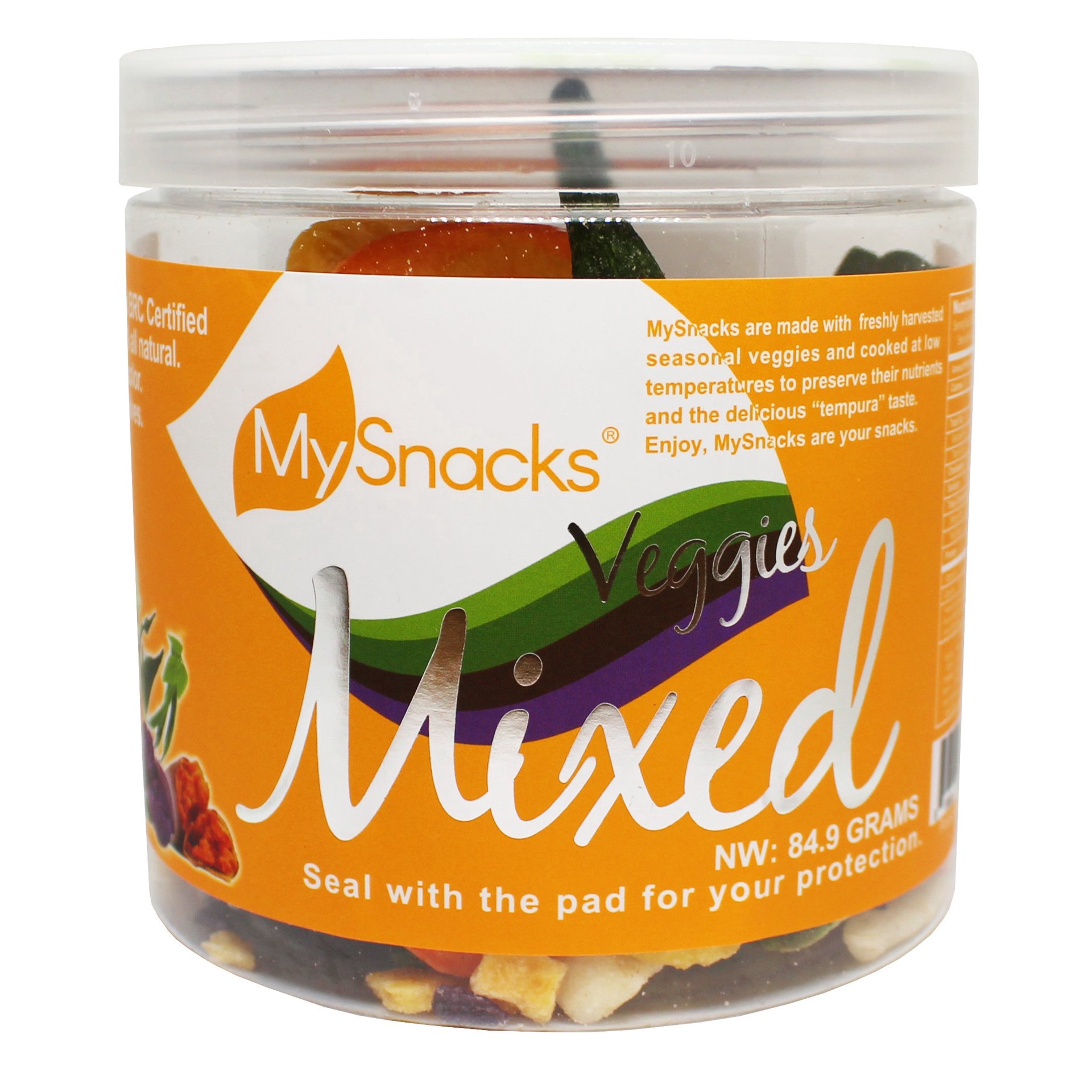 slide 1 of 1, MySnacks Mixed Veggies, 84.9 gram
