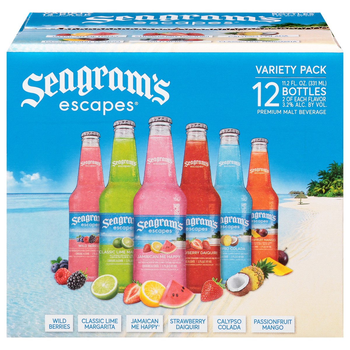 Seagram's Escapes Variety Pack Premium Assorted Malt Beverage 12 12