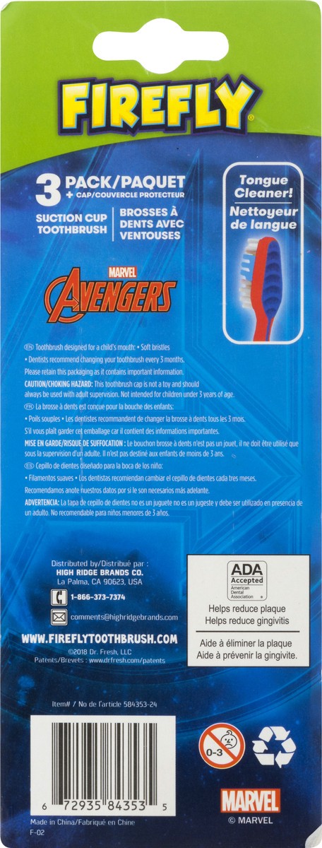 slide 6 of 8, Firefly Value Pack Soft Marvel Avengers Toothbrush + Cap 3 ea, 3 ct