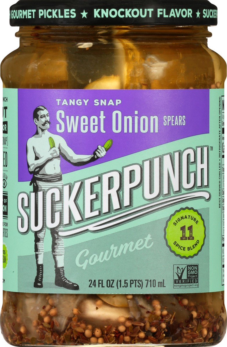 slide 6 of 13, SuckerPunch Gourmet Suckerpunch Sweet Onion Sweet Onion Pickle Spears, 24 oz