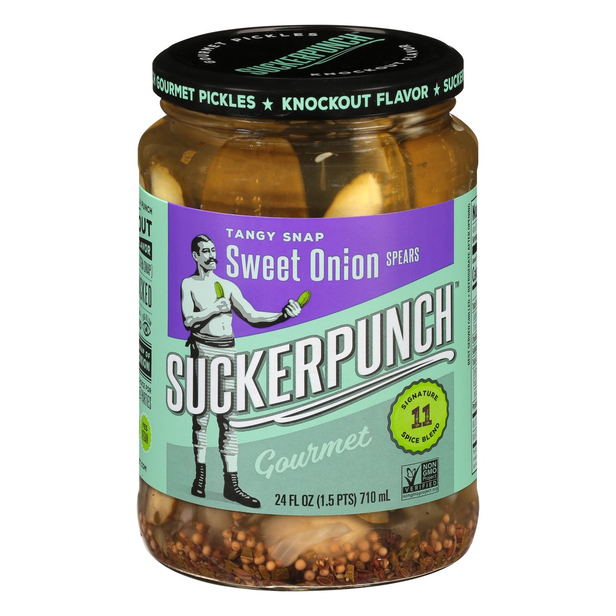 slide 1 of 13, SuckerPunch Gourmet Suckerpunch Sweet Onion Sweet Onion Pickle Spears, 24 oz