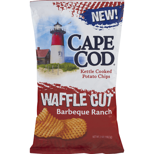 slide 1 of 1, Cape Cod Barbeque Ranch Waffle Cut Kettle Cooked Potato Chips, 7 oz