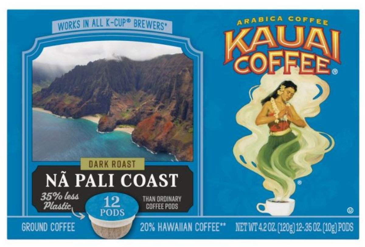 slide 1 of 9, Kauai Coffee Na Pali Coast Dark Roast Arabica Coffee 12 ct K-Cup Pods 120g Box, 12 ct