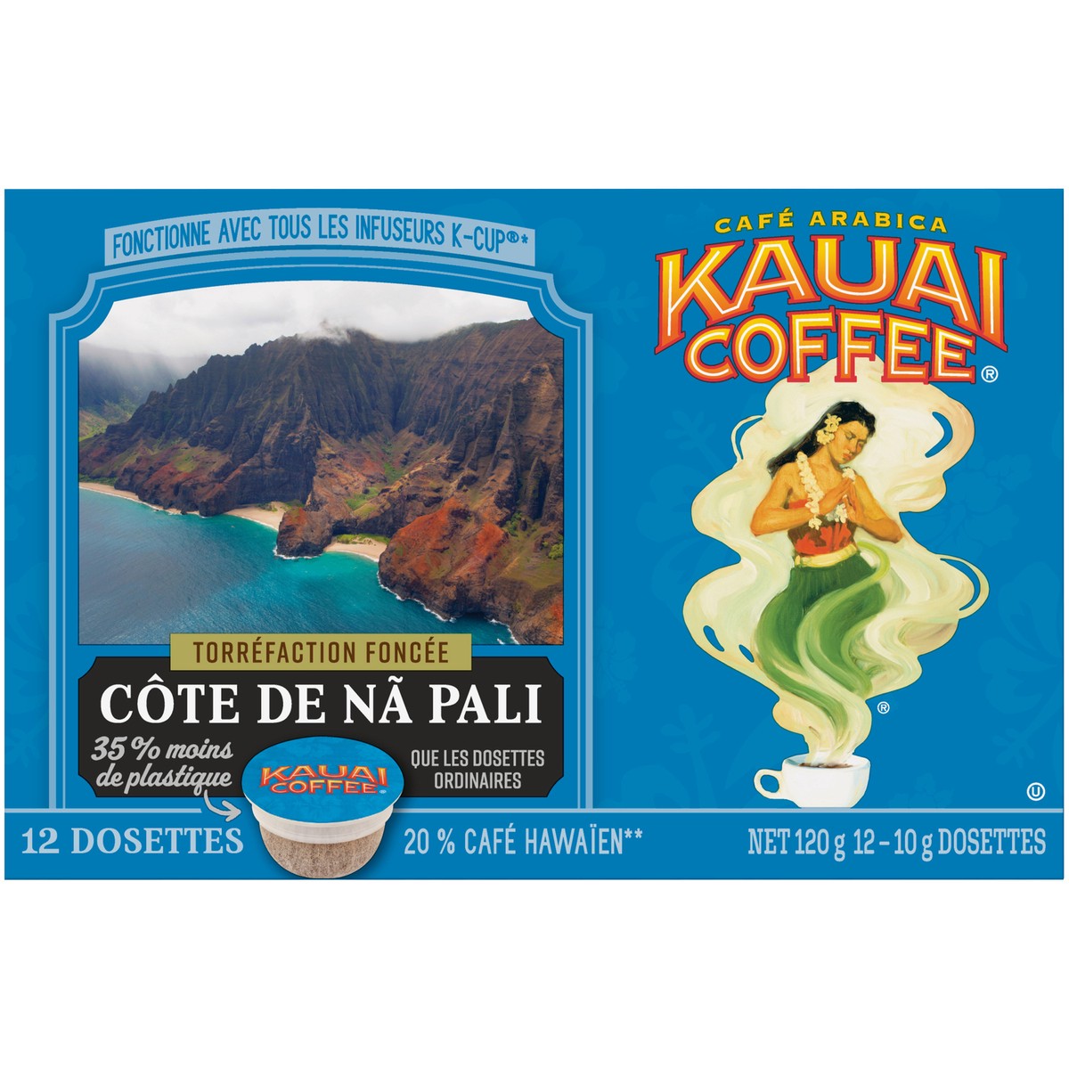 slide 4 of 9, Kauai Coffee Na Pali Coast Dark Roast Arabica Coffee 12 ct K-Cup Pods 120g Box, 12 ct