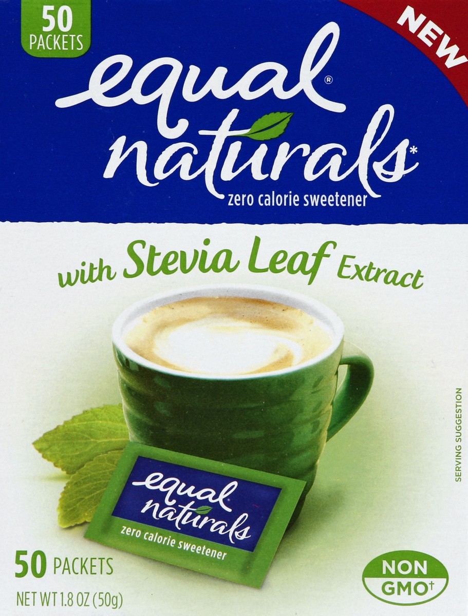 slide 3 of 6, Equal Naturals Zero Calorie Sweetener With Stevia Leaf Extract Packets, 50 ct