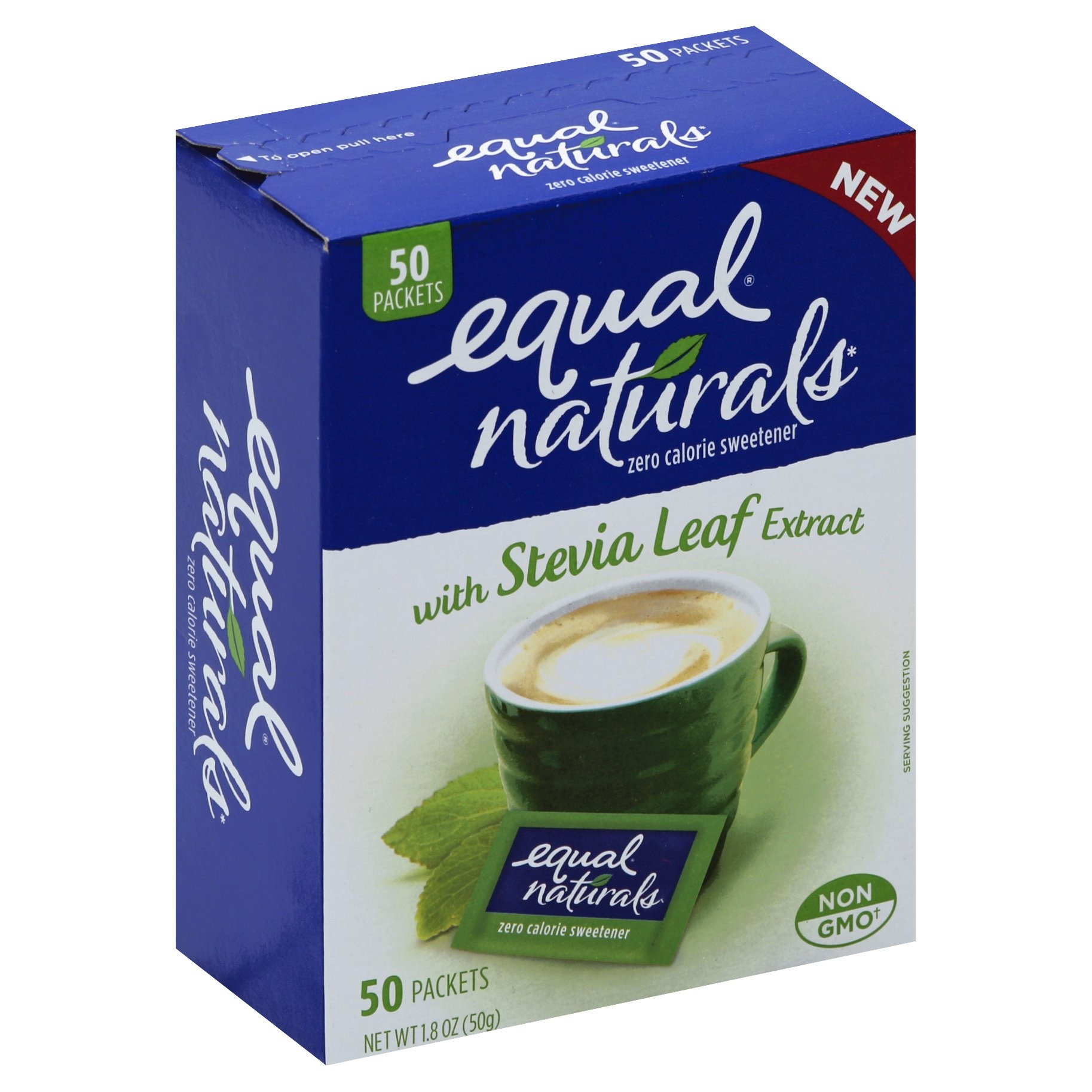 slide 1 of 6, Equal Naturals Zero Calorie Sweetener With Stevia Leaf Extract Packets, 50 ct