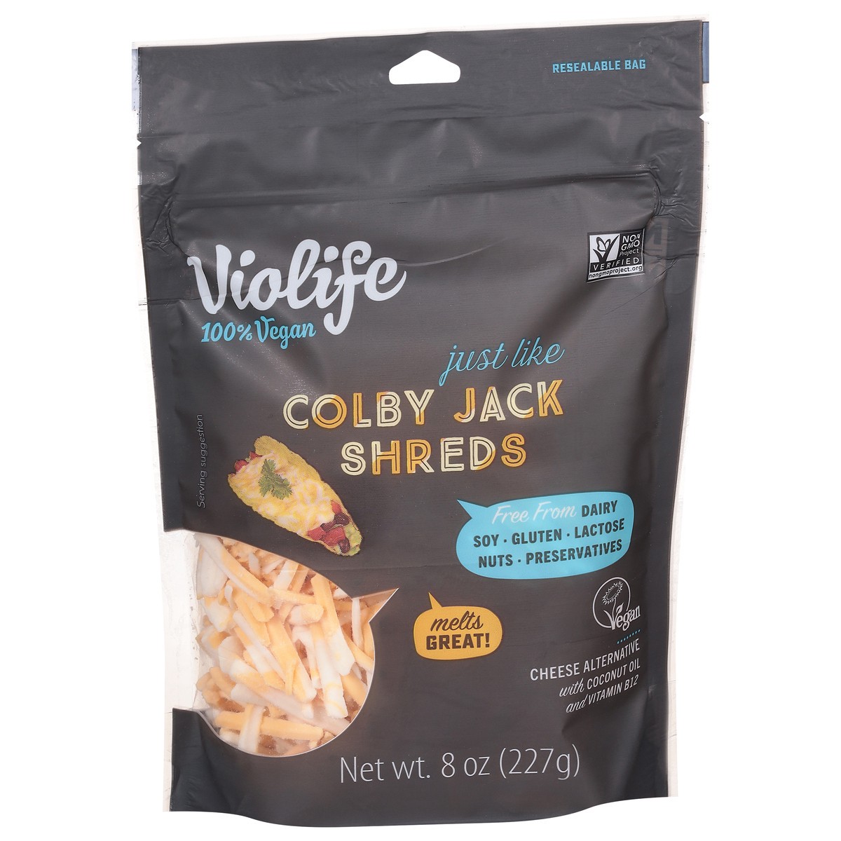 slide 8 of 11, Violife Just Like Colby Jack Shreds, Dairy-Free & Vegan, 8 oz Pack, 8 oz