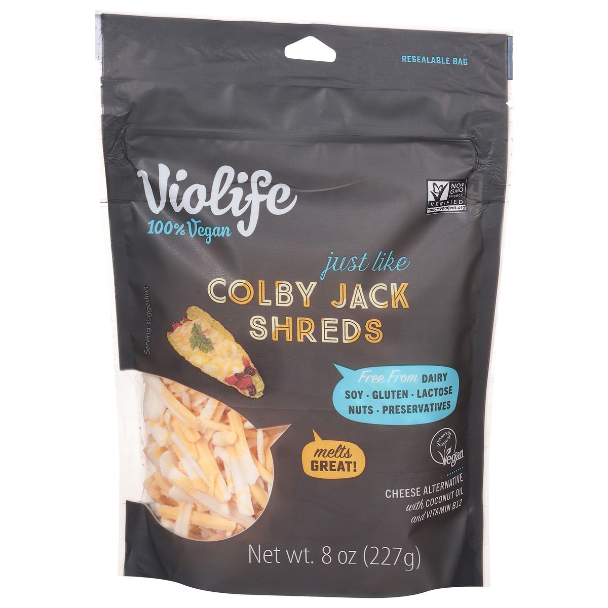 slide 10 of 11, Violife Just Like Colby Jack Shreds, Dairy-Free & Vegan, 8 oz Pack, 8 oz