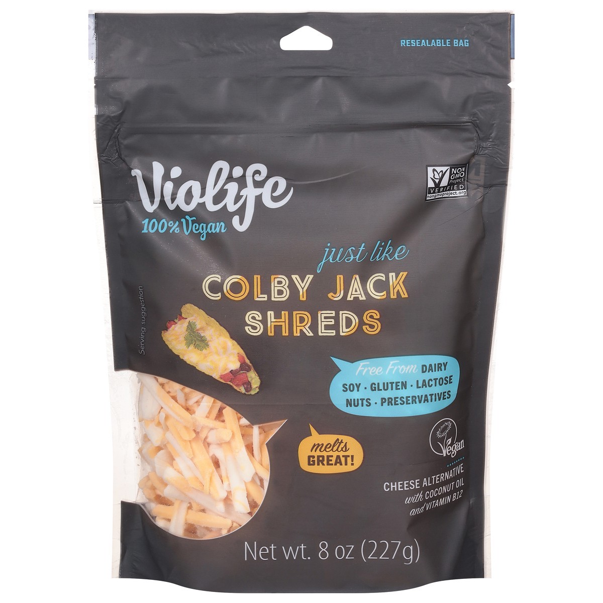 slide 5 of 11, Violife Just Like Colby Jack Shreds, Dairy-Free & Vegan, 8 oz Pack, 8 oz